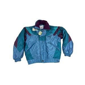 Energy Men’s Vintage Snow Puffer Ski Jacket Full Zip Blue Purple Medium
